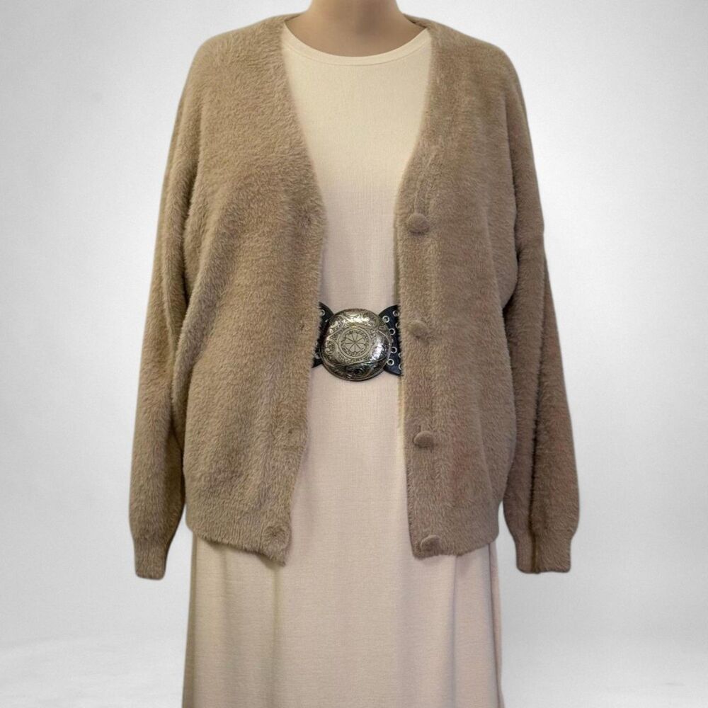 ANDREE' By Unit Fuzzy Button Front V-Neck Cardigan, NWT! Size 2X